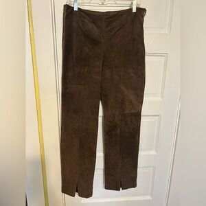 Kay Unger New York Vintage Womens Suede Leather Pants Dress Size 14 Brown